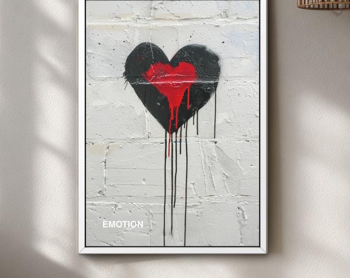 Graffiti Poster Black White Art, Red Colour Pop Urban Wall Decor