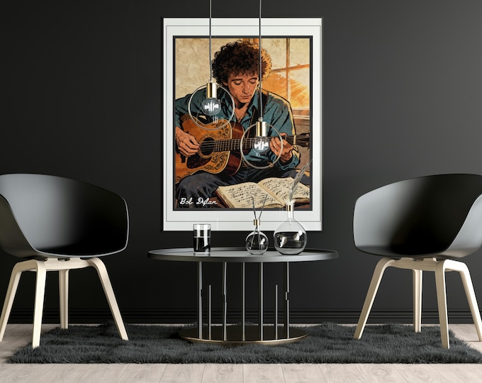 Bob Dylan Guitar Art Print – Folk Music Legend Songwriter Wall Art