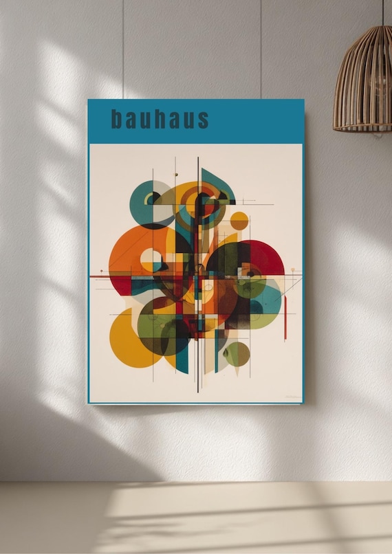 Bauhaus poster geometric artwork, minimalist decor, modern wall print