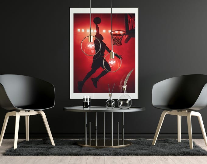 Silk posters: Vibrant Basketball Dunk Indoor Wall Art Print