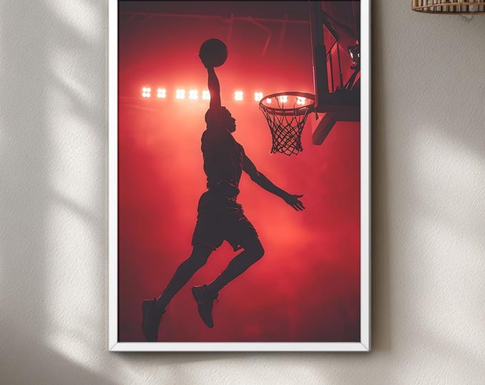 Silk posters: Vibrant Basketball Dunk Indoor Wall Art Print
