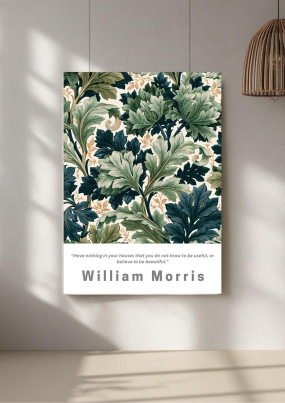 William Morris Art Print – Living Life — Botanical Harmony in Deep Forest, Home Decor