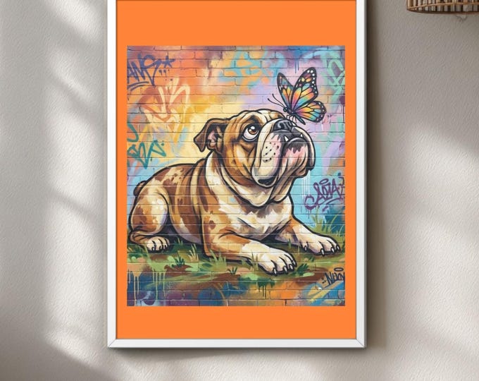 Bulldog Pop Art Print: Colorful Street Art Poster, Modern Wall Decor