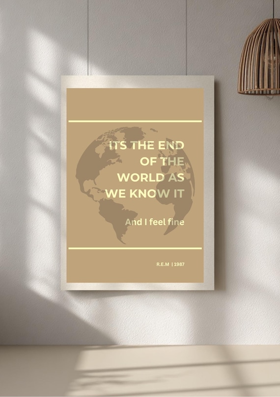 REM Lyrics Print | I feel fine | Modern Lyric‑Inspired Wall Art