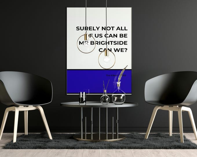 Mr Brightside Lyric Poster by The Killers – Indie Rock Music Wall Art Print