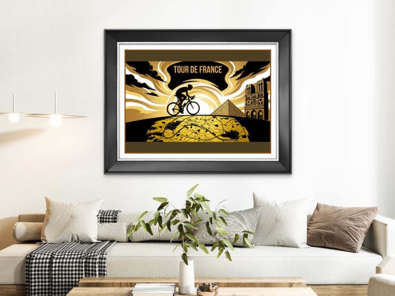 Cycling Race Poster, Vintage Tour de France Print, Road Cycling Art