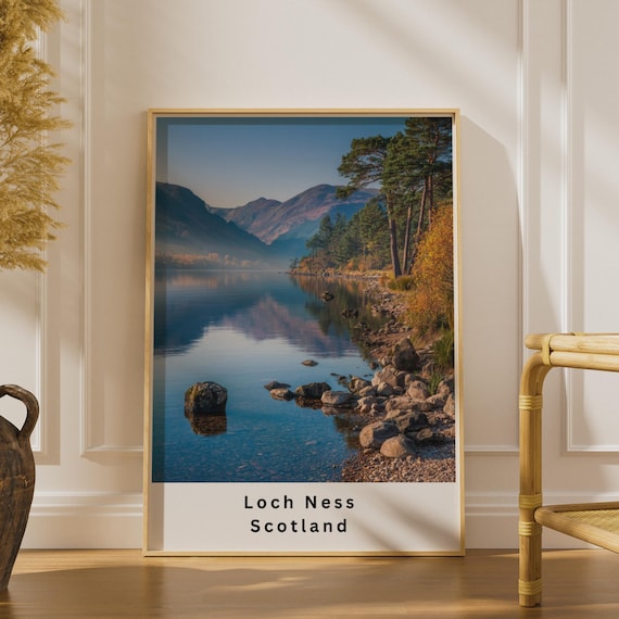 Loch Ness Scotland Poster, Scottish Highlands Wall Art, Lake Nature Print