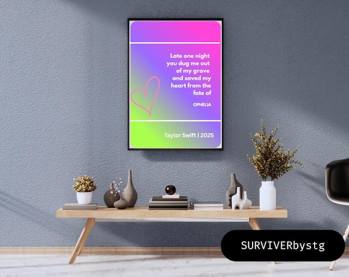 Taylor Swift Lyric Poster | Fate of Ophelia Minimalist Wall Art