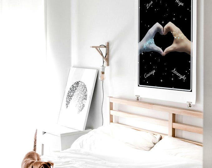Love Hope Courage Strength Heart Hands Poster | Inspirational Poster