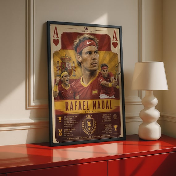 Rafael Nadal Trump Card Art Print, Spanish Tennis Champion Wall Decor, Unique Sports Artwork