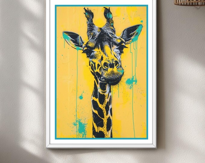 Graffiti Giraffe Print | Modern Safari Animal Nursery Wall Art