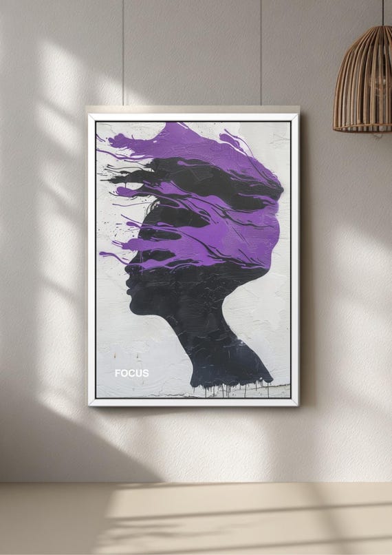 Mind Flow Graffiti Poster, Purple Colour Pop Street Art Print, Modern Urban Motivational Decor