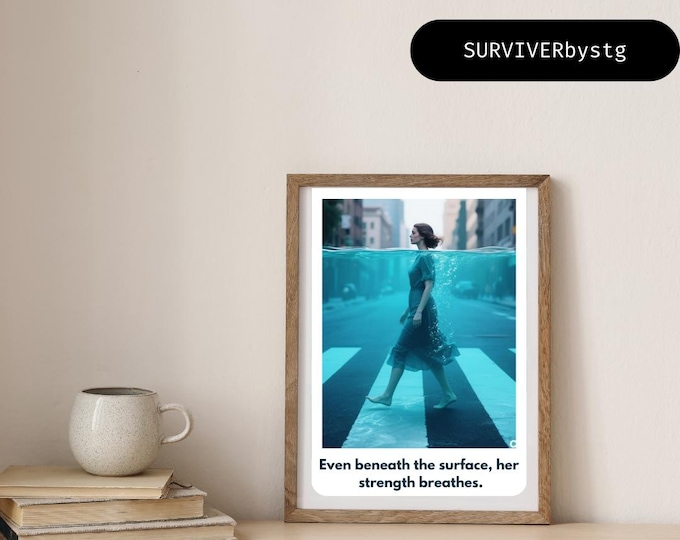 Print; Strength Beneath the Surface | Inspirational Female Art Print | Surreal Ocean City Artwork