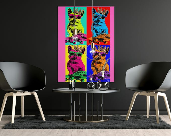 British Bulldog Pop Art Print – Colorful Warhol Style Dog Wall Decor