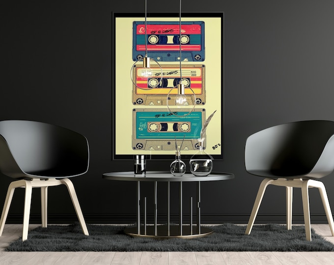 Retro poster Silk Print: 1980s Tape Cassette Wall Hanging