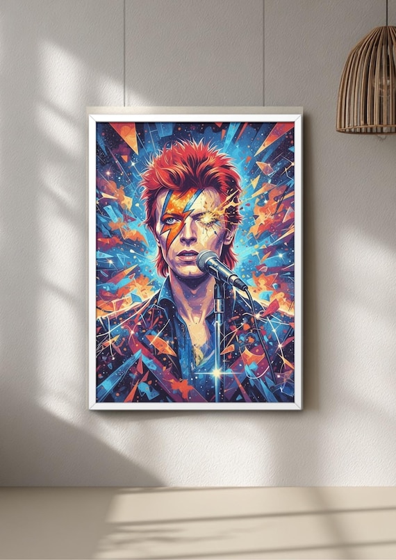 David Bowie Ziggy Stardust Art Print – Vibrant Music Legend Wall Art Poster