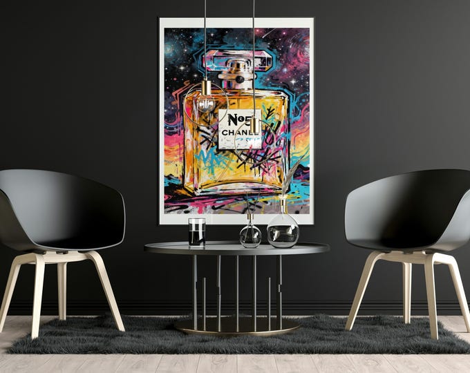 Chanel perfume art print: Pink Pop Icon, Graffiti Style