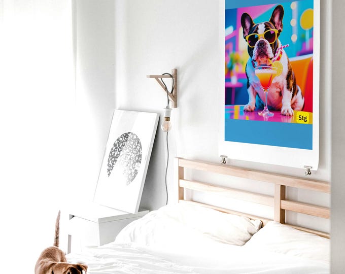 Funky French Bulldog Art Print: Vibrant Dog Lover Wall Decor