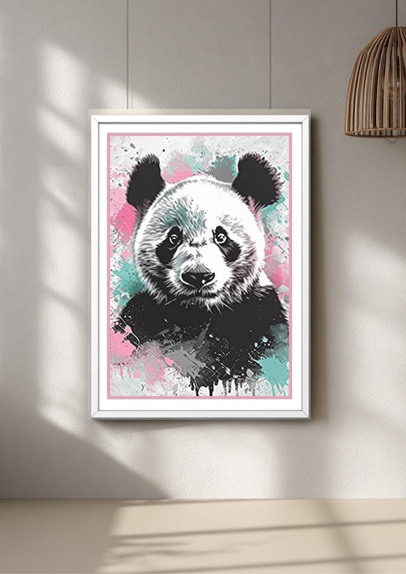 Panda Graffiti Art Print | Modern Kids Room Decor, Nursery Wall Art
