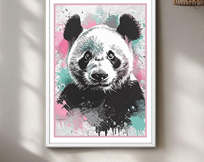 Panda Graffiti Art Print | Modern Kids Room Decor, Nursery Wall Art