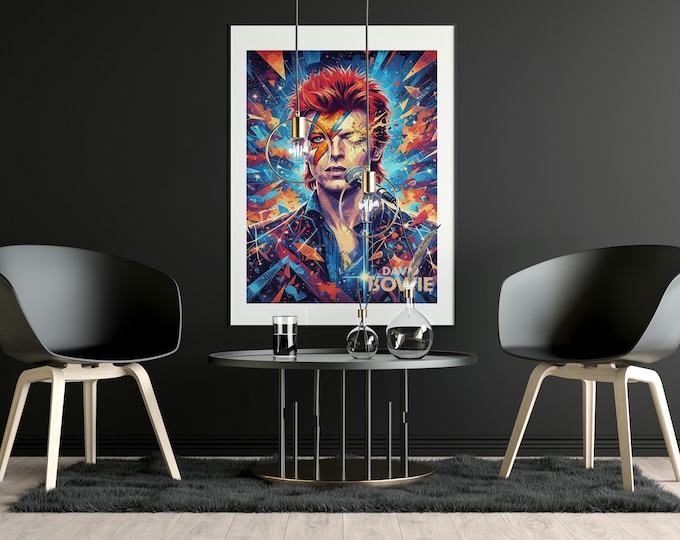 David Bowie Ziggy Stardust Art Print – Vibrant Music Legend Wall Art Poster