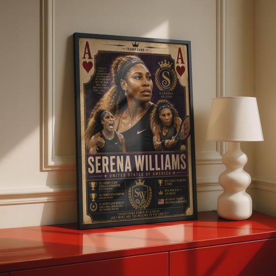 Serena Williams Trump Card Poster, Tennis Legend Sports Wall Art Print, Gift