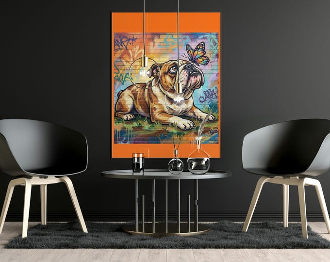 Bulldog Pop Art Print: Colorful Street Art Poster, Modern Wall Decor