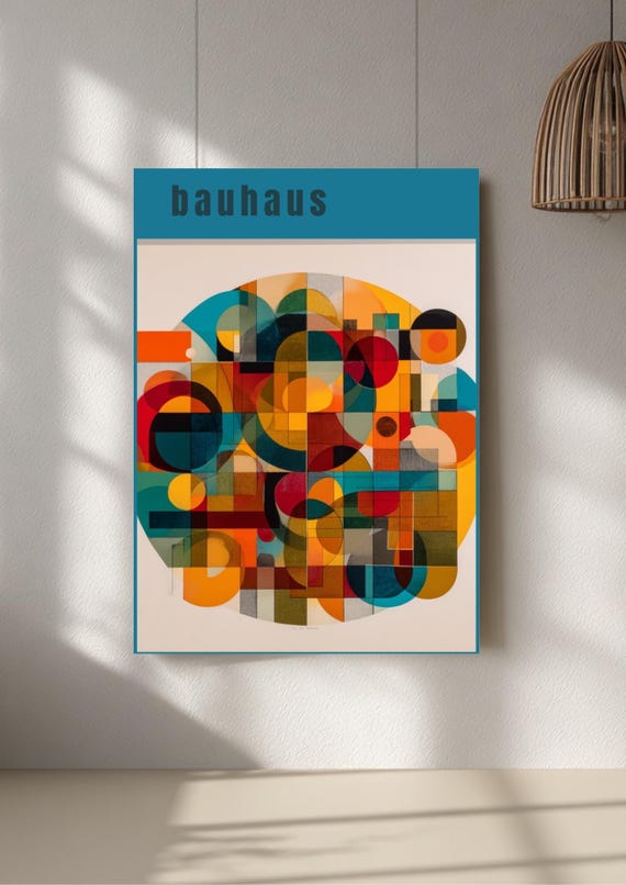 Bauhaus poster geometric artwork, minimalist decor, modern wall print