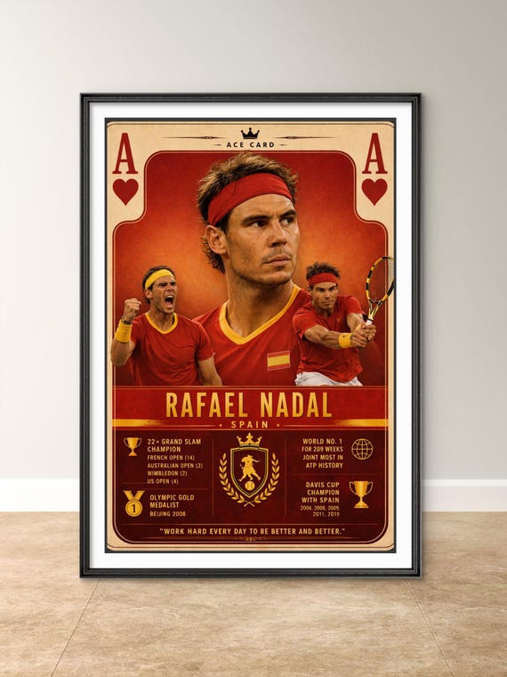 Rafael Nadal Trump Card Art Print, Spanish Tennis Champion Wall Decor, Unique Sports Artwork