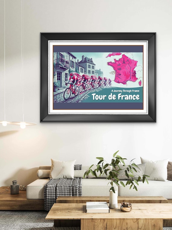 Tour de France Landscape Poster | Vintage Cycling Wall Art Print