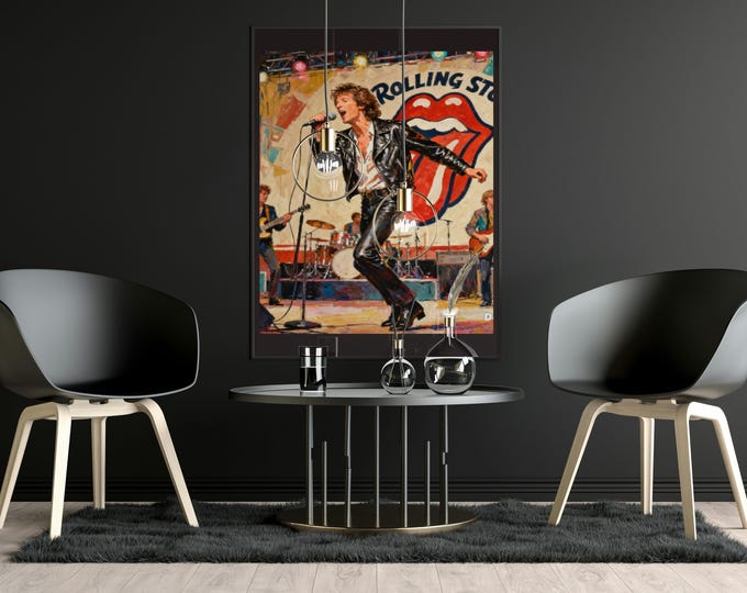 Rolling Stones Print – Mick Jagger Live Concert Poster, Iconic Rock Music Wall Art, Classic Band Artwork