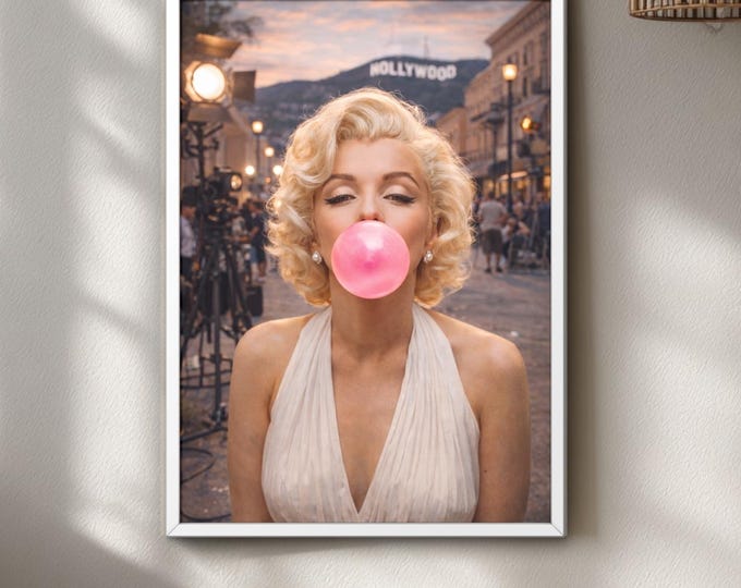 Marilyn Monroe Bubblegum Pop Art Print, Hollywood Glam Movie Poster