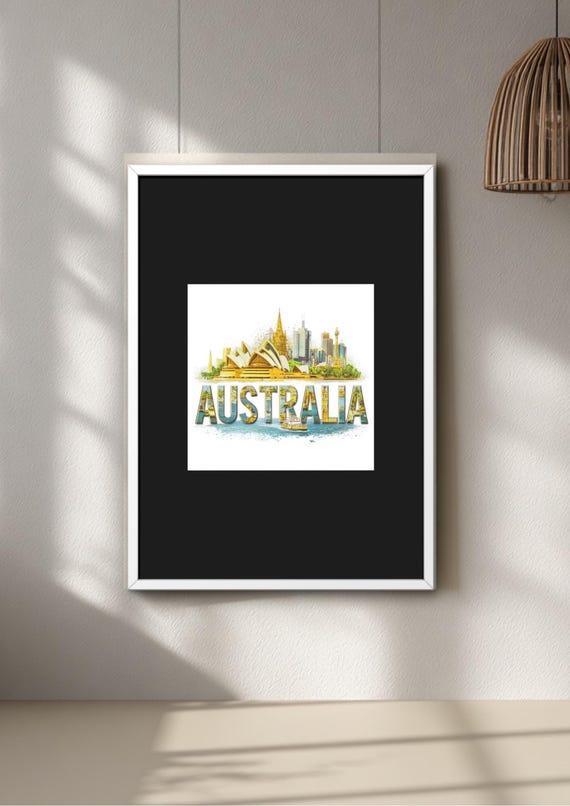 City Skyline Artwork Print, Australia Art Poster, Modern Wall Decor