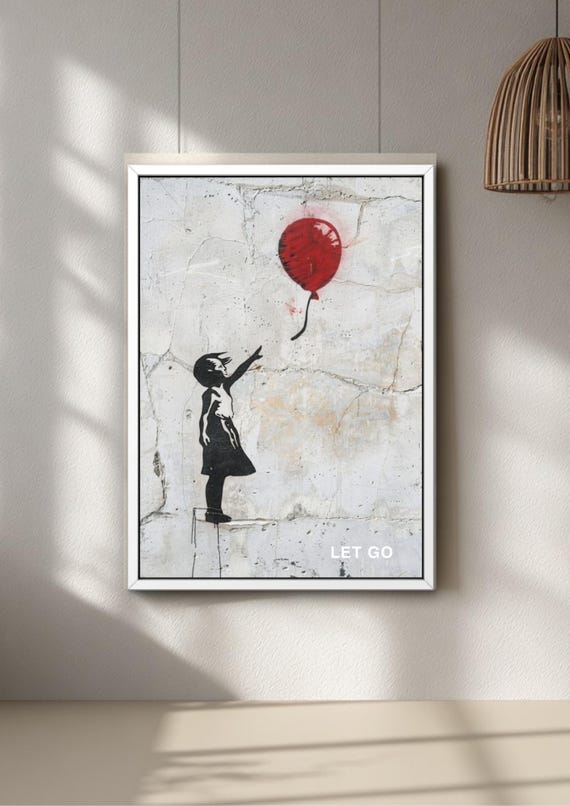Banksy Style Graffiti Poster, Minimalist Street Art Print, Motivational Balloon Decor