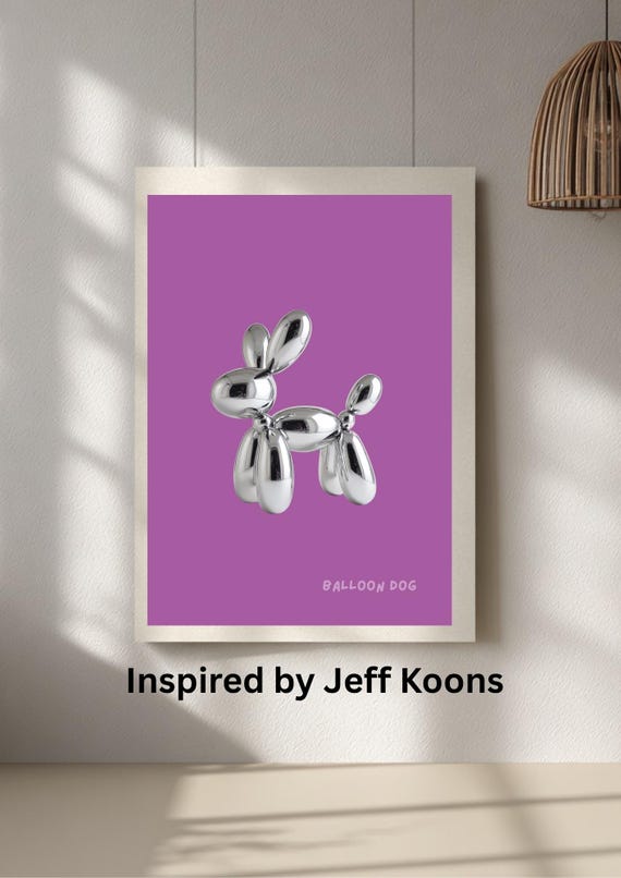 Balloon Dog Art Print, Jeff Koons Inspired, Modern Home Decor
