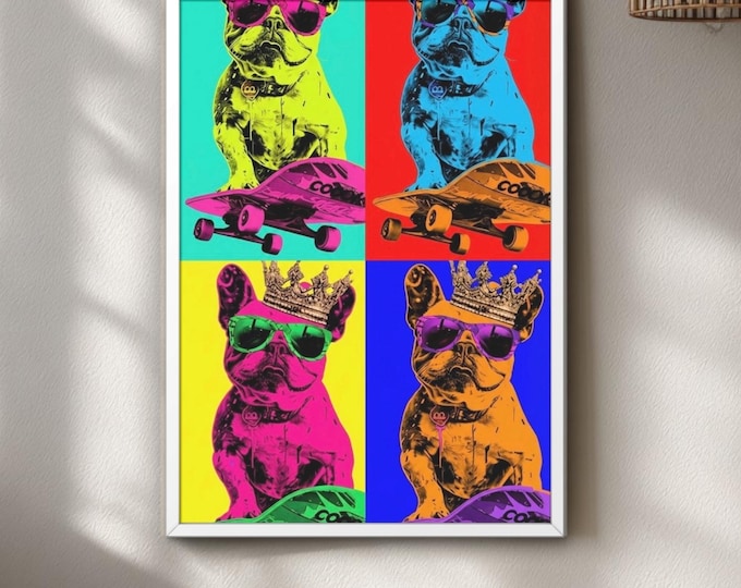 British Bulldog Pop Art Print – Colorful Warhol Style Dog Wall Decor