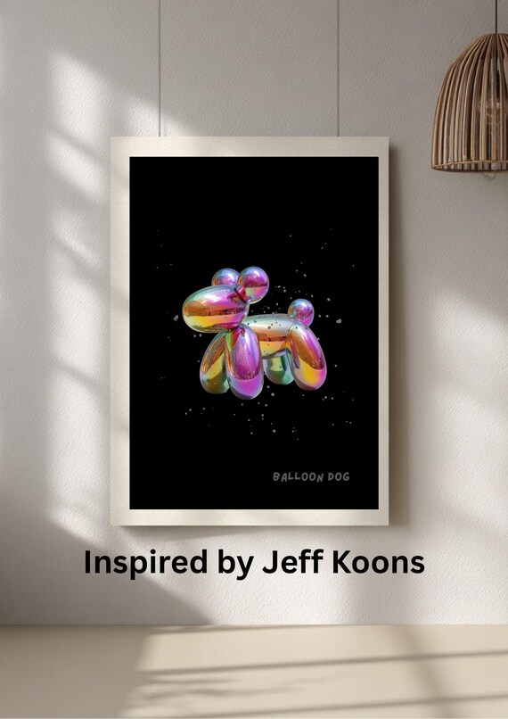 Balloon Dog Art Print, Jeff Koons Inspired, Modern Home Decor