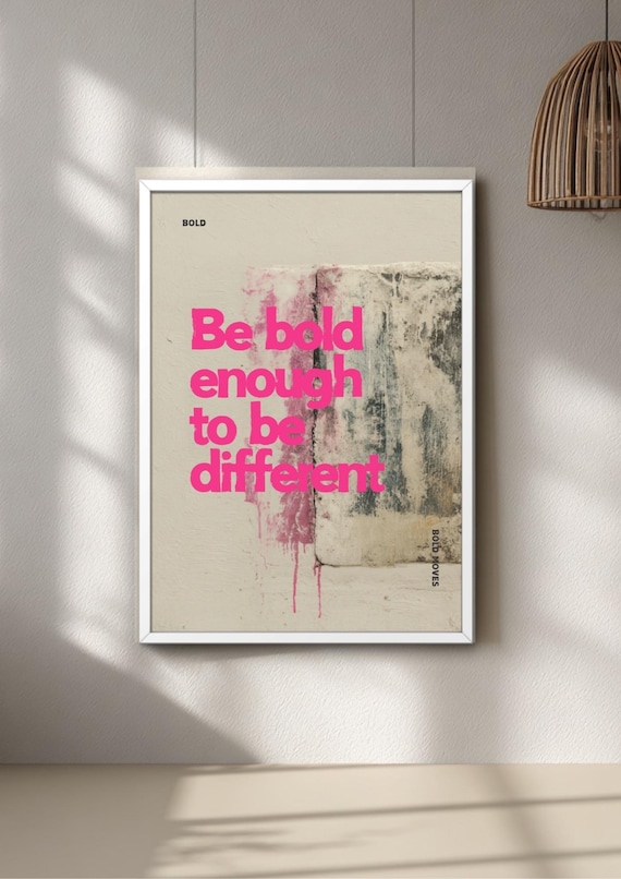 Graffiti Wall Art Neon Print, Pink Motivational Urban Office Wall Decor Set