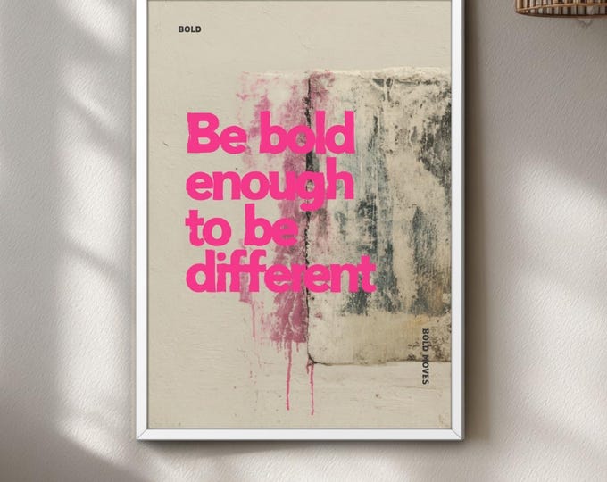 Graffiti Wall Art Neon Print, Pink Motivational Urban Office Wall Decor Set