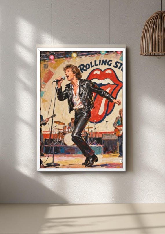 Mick Jagger Live Concert Art Print – Rolling Stones Classic Rock Wall Art