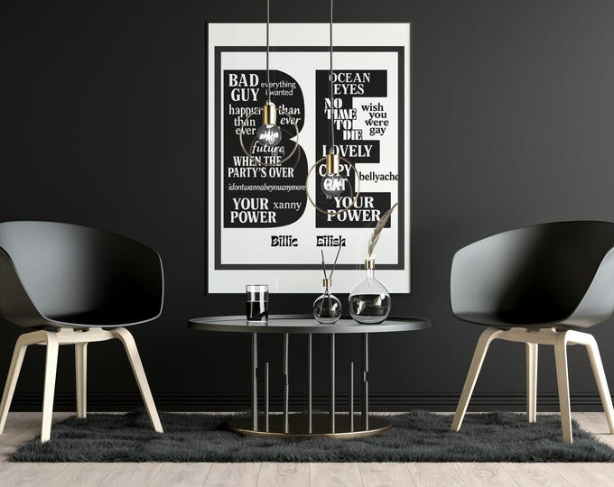 Billie Eilish – Song Titles in Typography Art
