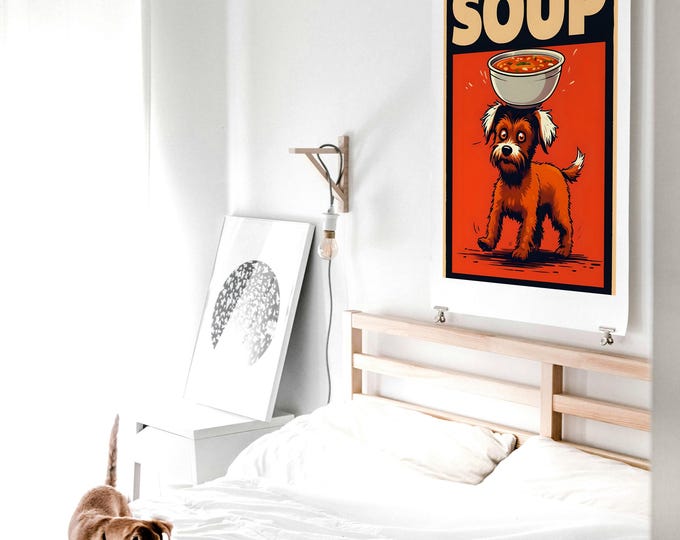 Poster; Dog & Soup - Vibrant Indoor/Outdoor Wall Art