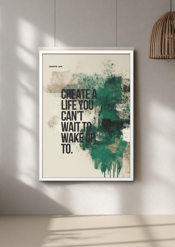 Graffiti Wall Art Emerald Green Quote, Motivational Urban Poster Print