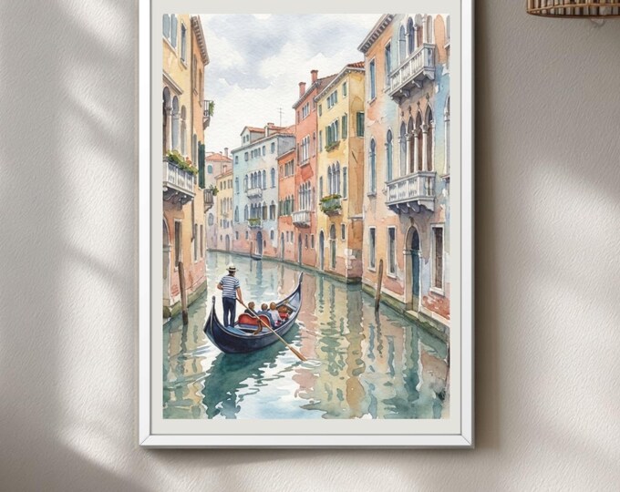 Print | Venetian Canal Gondola Scene | Venice Watercolour | Travelers Gift
