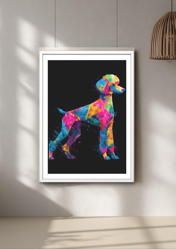 Graffiti Dog Art Poodle Print, Neon Street Art, Bold Urban Wall Decor
