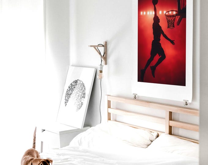 Poster; Basketball Dunk - Athlete Silhouette Sports Wall Art