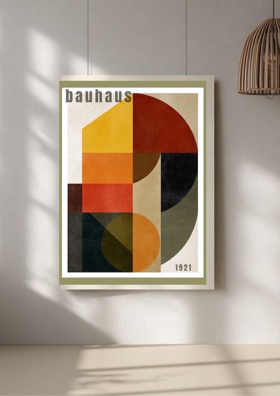 Bauhaus poster geometric artwork, minimalist decor, modern wall print