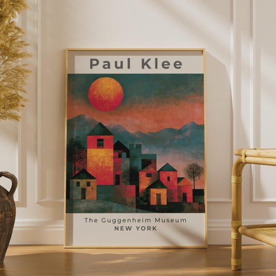 Paul Klee Castle and Sun Art Print, Colourful Abstract Poster, Surreal Wall Art, Guggenheim Museum