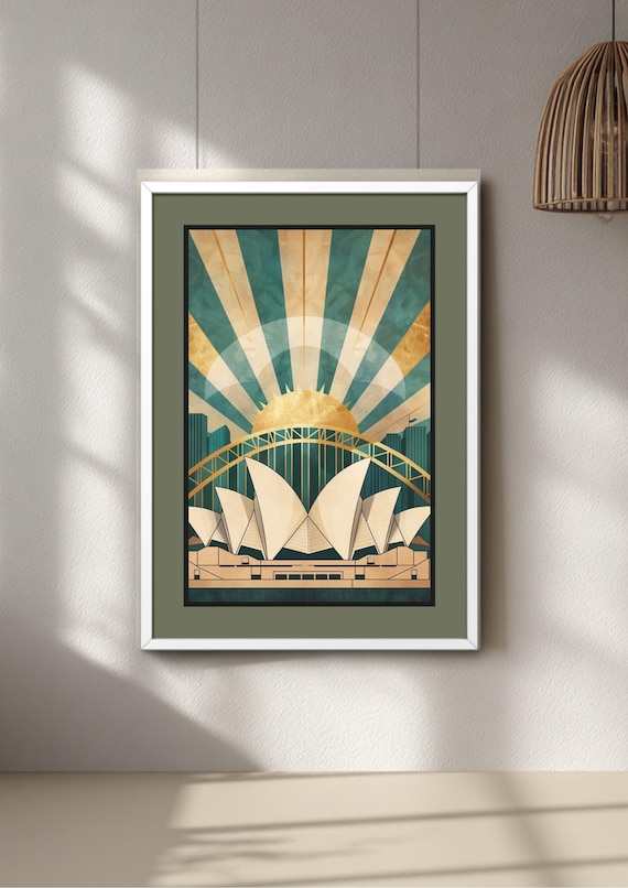 Australia Art, Sydney Print, Opera House Skyline Decor