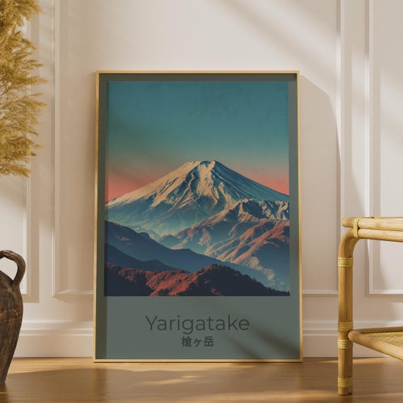 Yarigatake Japan Mountain Poster, Japanese Alps Sunrise Wall Art Print